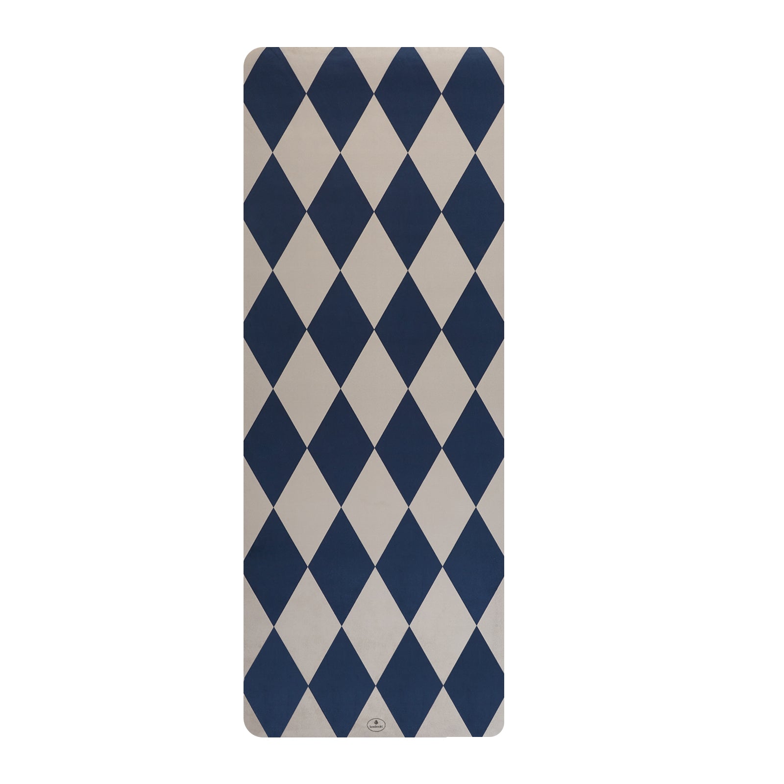 Top-down view of the Montland Midnight Indigo yoga mat, displaying the overall design and texture