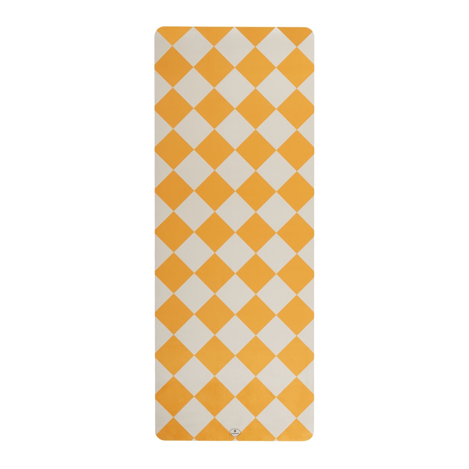 Top-down view of the Montland Zengrid Solar Yellow yoga mat, displaying the overall design and texture