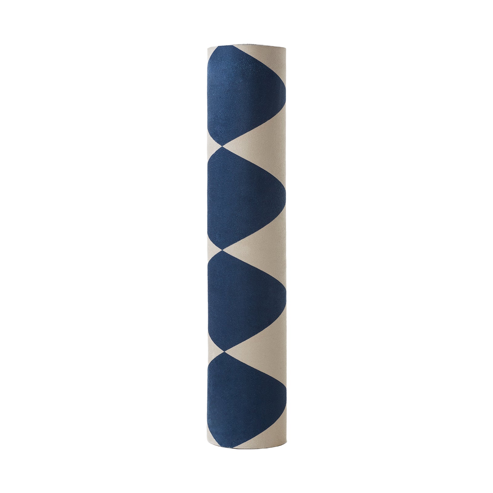 Montland Midnight Indigo yoga mat rolled up for storage, demonstrating its compact design